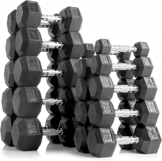 Home Gym Dumbbell Set - Mancuernas Hexagonales Recubiertas de Goma Premium