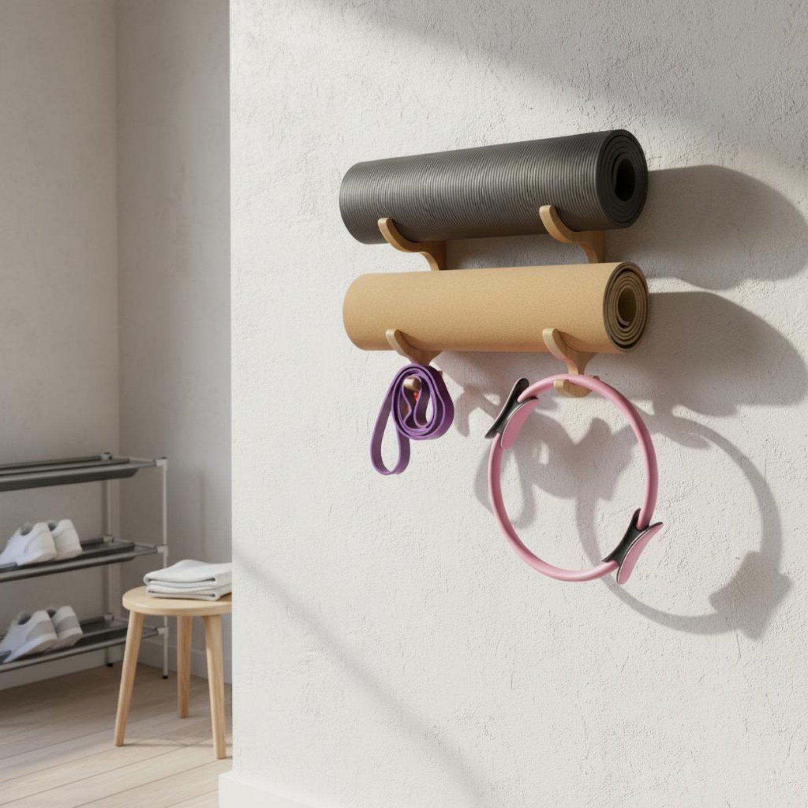 Home Gym Yoga Storage - Estante de Madera para Almacenamiento de