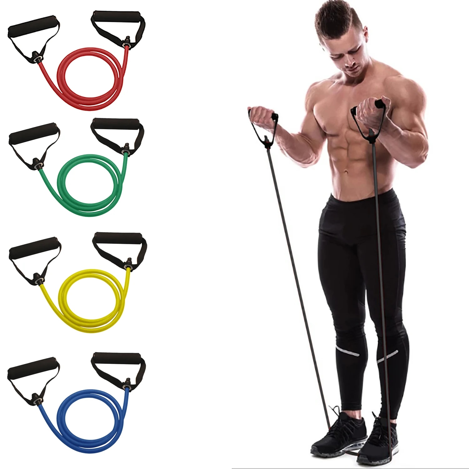 Home Gym Leg Press - Bandas de resistencia con asas, bandas